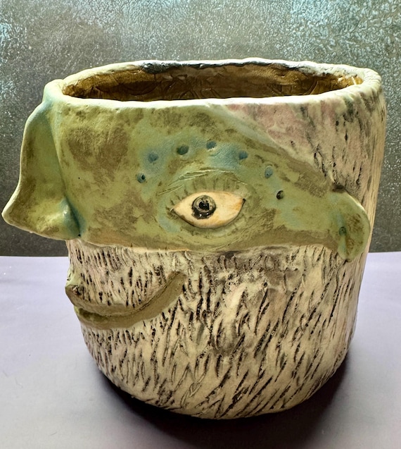 Large Face Planter - Matte Blue Wise Man -  (Free US Shipping)