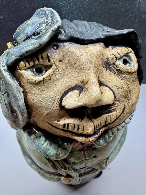 Medium Ceramic Sculpture - She loves Flowers  (Free US Shipping)