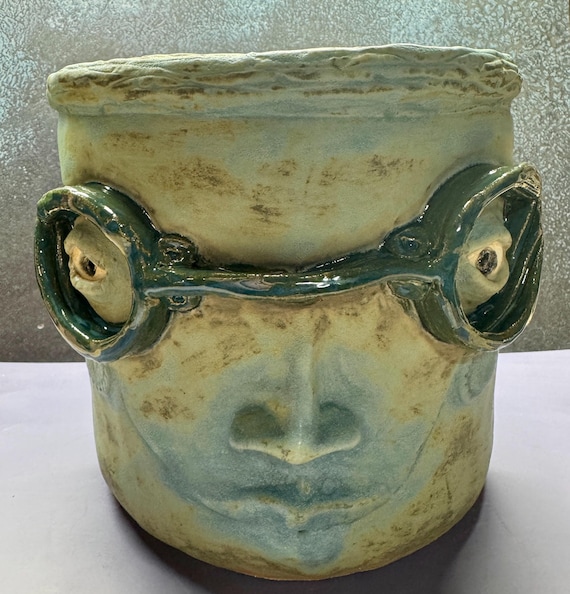 Large Face Planter - Matte Blue with Blue Glasses -  (Free US Shipping)