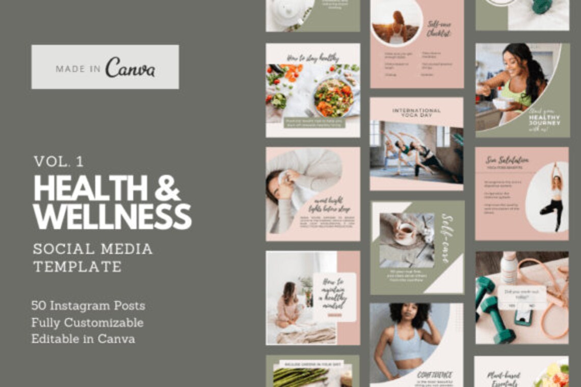 Health and Wellness Instagram Template Graphics Social Media Templates ...