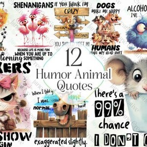 Humor Animal Quotes Sublimation Clipart Sticker Set DIY Printable Stickers Digital Art Decals Creative Scrapbooking Supplies