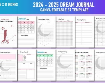 2024 - 2025 Dream Journal Canva KDP Minimalist Planner Notebook  Template Included Customizable Bullet Daily Organizer Productivity Gift