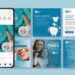 Szablon postu w mediach społecznościowych dla dentysty Projektant graficzny Posty w mediach społecznościowych Posty marketingowe Canva Edytowalny szablon Lista kontrolna Pobieranie cyfrowe