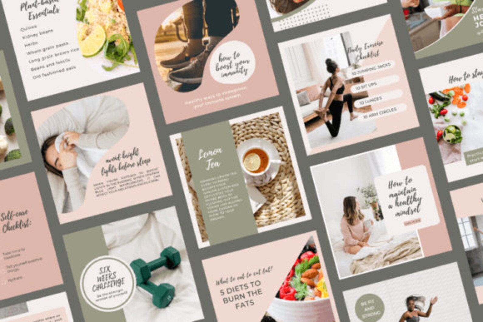 Health and Wellness Instagram Template Graphics Social Media Templates ...