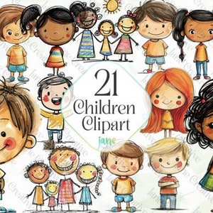 Handgetekende kinderen clipart sublimatie aquarel humoristische clip art DIY sticker ontwerp afdrukbare graphics ambachtelijke leveringen commercieel gebruik