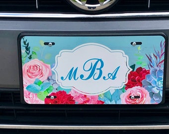 Floral Car Plate Cover Custom and Personalized FREE Shipping