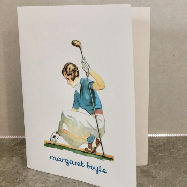 Personalized Lady Golfer Note Cards Free Shipping