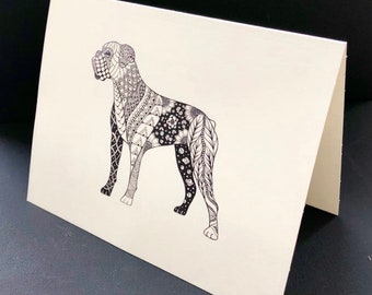 Boxer Note Cards Black Ink on Cream or White Blank Cards Free Shipping