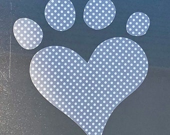Pet LOVE Dog or Cat Silver & White Polka Dot Vinyl Decal  Free Shipping