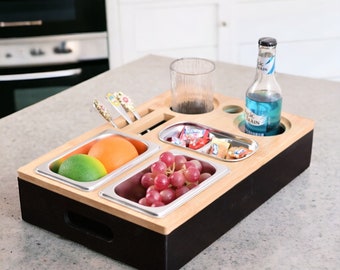 Mini Snacks Couchbar With Plates For Snack | Couch Butler | Sofa Tray | Snack box | Sofa bar | Couch Tray | Netflix And Chill, Gift For Him