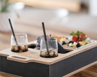 Gepersonaliseerde Couchbar Mini Handgemaakte Houten Snackbar | Bankbutler | Netflix En Chill | Snackbox | Bankbar | Bankdienblad | Bank dienblad