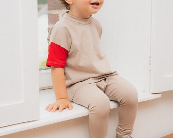 Children's leggings in organic cotton Oeko TEX made in France - beige