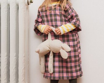 Robe enfant à carreaux rose