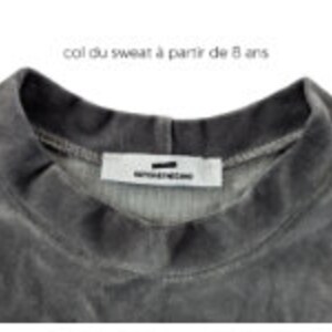 Children's gray velvet sweatshirt made in France image 2