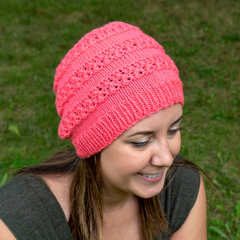 Pink Slouchy Knit Hat Salmon Pink Vegan Hat Slouchy Beanie | Etsy