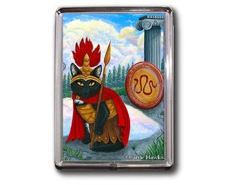 Ares God of War Cat Magnet Greek God Warrior Black Cat Greek Mythology Olympus Cat Art Framed Magnet Cat Lovers Gifts Carrie Hawks