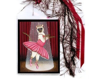 Siamese Cat Bookmark Princess Ballerina Cat Ballet Dancer Cat Chocolate Point Siamese Cat Art Mini Bookmark Cat Lovers Gift Carrie Hawks