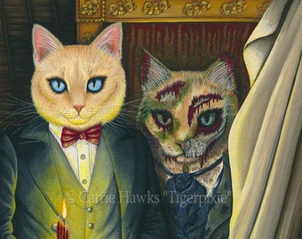 Dorian Gray Katze Kunst Katze Gemälde Das Bild von Dorian Gray Gothic Katze Kunst Limited Edition Leinwand Druck 11 x 14 Kunst für Katzenliebhaber Carrie Hawks