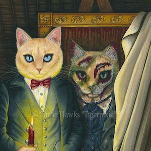 Dorian Gray Cat Art Cat Painting The Picture of Dorian Gray Gothic Cat Art Limited Edition Canvas Print 11x14 Art For Cat Lover Carrie Hawks image 1