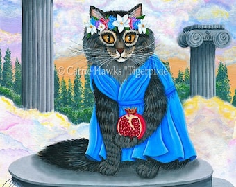 Greek Goddess Persephone Cat Canvas Print Tabby Cat Mount Olympus Spring Underworld Greek Myth Cat Art Limited Edition Canvas Print 11x14