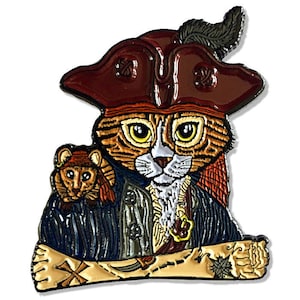 Piraten Katze Emaille Pin Pirat Ratte Anstecknadel Kapitän Katze Brosche Schatzkarte Maus Abzeichen Katze Knopf Geschenk für Katzenliebhaber Schmuck Carrie Hawks