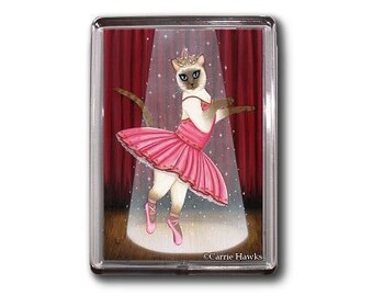 Ballerina Cat Magnet Ballet Siamese Cat Dancer Fantasy Art Framed Magnet Cat Lovers Gift Carrie Hawks