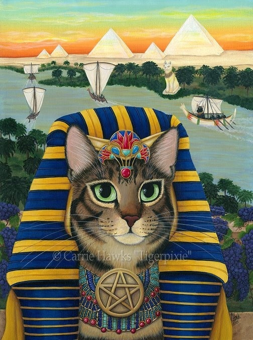 Egyptian Pharaoh Cat Bastet Art Egypt Mau Cat Bast Tarot King of