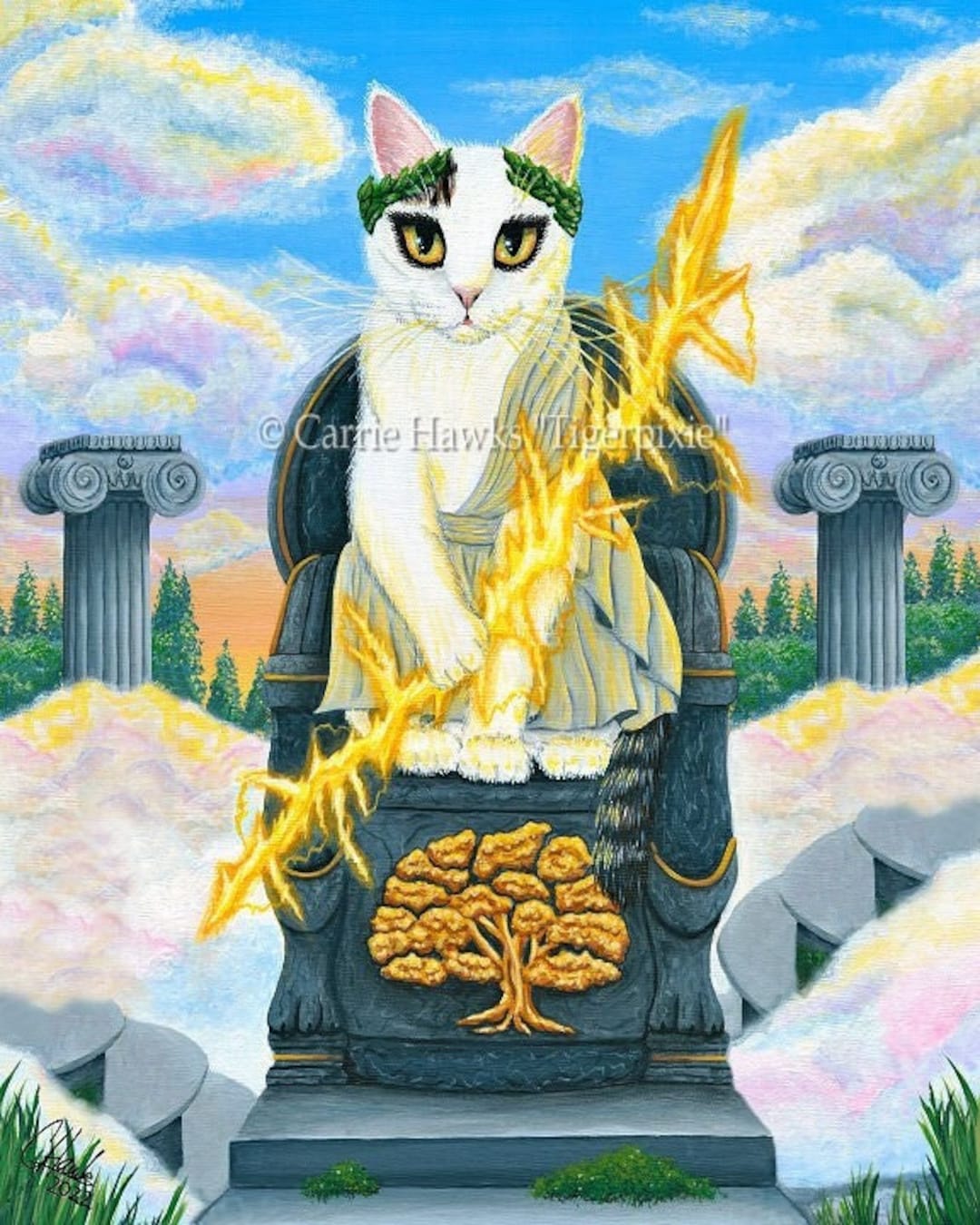 Zeus King of the Gods Greek God of Lightning White Cat Greek Mythology