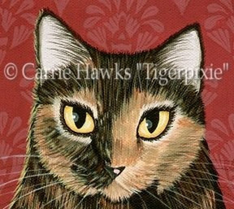 Library Cats Art Cat Painting Tabby Cat Tortoiseshell Cat Books Literary Cat Art Limited Edition Canvas Print 11x14 Art For Cat Lover image 4