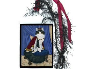 Marcapáginas del Rey Gato Príncipe Anakin Gato de dos patas Marcapáginas del Gato Real Minimarcapáginas del Arte de Fantasía Real Regalo para Amantes de los Gatos Carrie Hawks