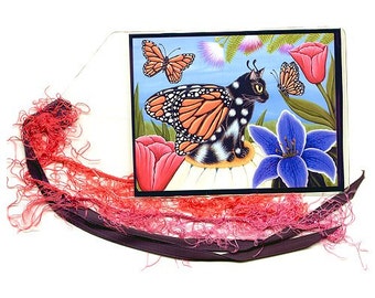 Fairy Cat Butterfly Bookmark Monarch Butterfly Bookmarker Winged Cat Tulips Fantasy Cat Art Mini Bookmark Gift For Cat Lover Carrie Hawks