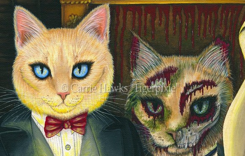 Dorian Gray Cat Art Cat Painting The Picture of Dorian Gray Gothic Cat Art Limited Edition Canvas Print 11x14 Art For Cat Lover Carrie Hawks image 2