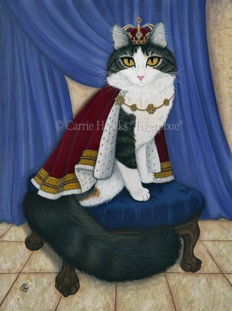 King Cat Painting Royal Cat Regal Cat Portrait Prince Anakin | Etsy