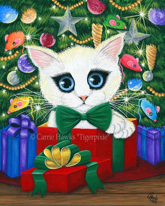 Sale Christmas Kitten Boy White Kitten Christmas Tree Holiday Etsy