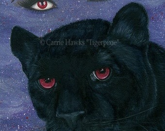 Carmilla Black Panther Canvas Print Vampire Victorian Red Eyes Penny Dreadful Gothic Cat Art Limited Edition Canvas Print 11x14 Cat Lovers
