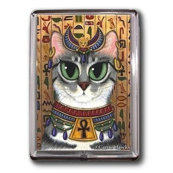 Bast Cat Magnet Egyptian Goddess Bastet Egypt Fantasy Cat Art Framed Magnet Cat Lovers Gifts Carrie Hawks