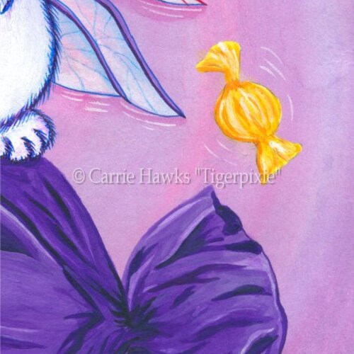 Candy Fairy shops Cat Art Hard Candy White Cat Big Eye Fantasy Cat Art Limited Edition Canvas Print 11x14 Cat Lovers Art Carrie Hawks