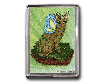 Fairy Cat Magnet Elemental Earth Elements Fantasy Cat Art Framed Magnet Cat Lovers Gifts Carrie Hawks