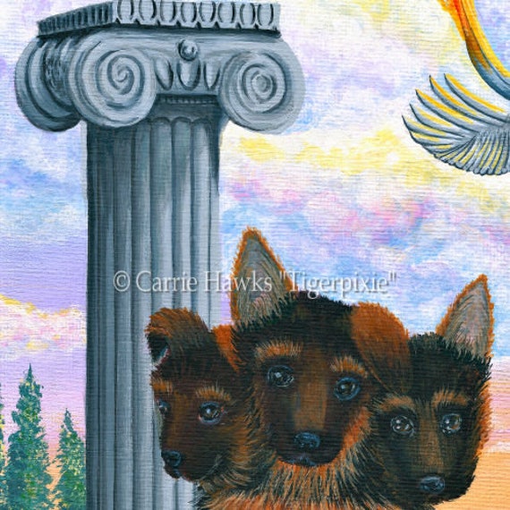 Hades God of the Underworld Cerberus Cat Art Print Greek Mythology