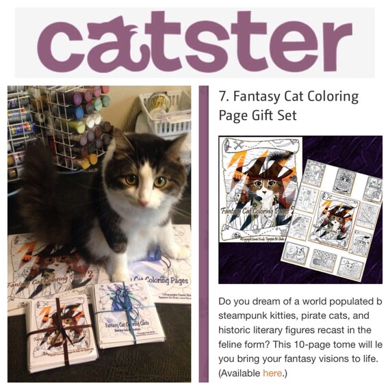 Fairy Cat Coloring Page Gift Set Adult Coloring Book 10 Pages Etsy