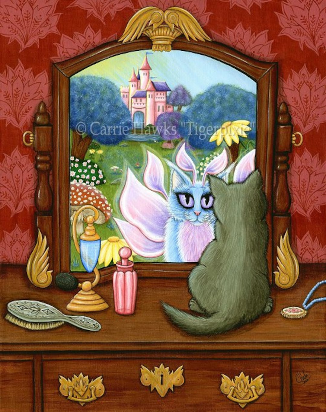 Cat Painting Fairy Cat Art Victorian Chimera Vanity Mirror Fantasy Cats ...