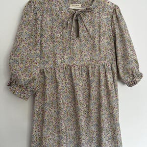 Floral Vintage inspired Dress – Cottagecore Midi Dress with Bow – Romantic Handmade Dress – Sustainable Fashion – Boho Prairie Style