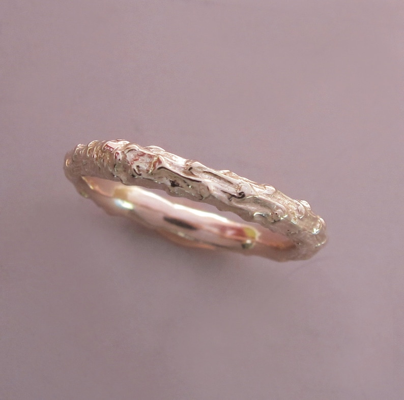 14k Rose Gold Twig Wedding Ring Narrow Pine Branch - Etsy
