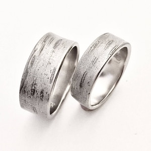 Birch Bark Wedding Ring in 14k Palladium White Gold, Choose a Width image 3