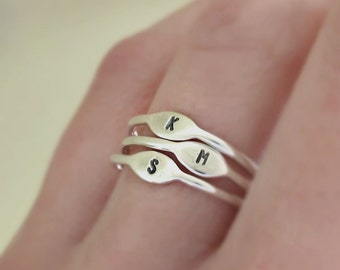 Tiny Personalized Initial Ring in Sterling Silver, Choose a Letter