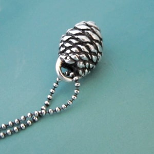 Pine Cone Necklace in Sterling Silver Small Fir, Free Shipping, Gardening Gift image 2