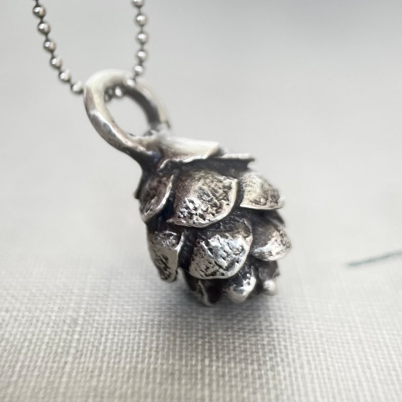 Hemlock Pine Cone Necklace in Sterling Silver image 1