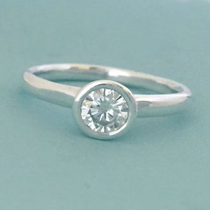 Moissanite Engagement Ring, Recycled Sterling Silver and Moissanite, River, Choose a Stone Size image 6