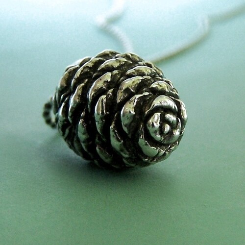 Pine Cone Necklace Sterling Silver Fir, Last Minute Gift, Free Shipping, Gardening Gift