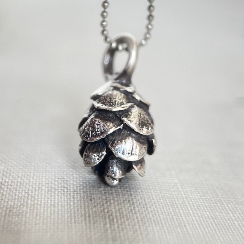 Hemlock Pine Cone Necklace in Sterling Silver image 3